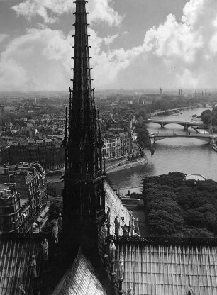 Paris. Blick über den Dachreiter der Kathedrale Notre-Dame zur Seine