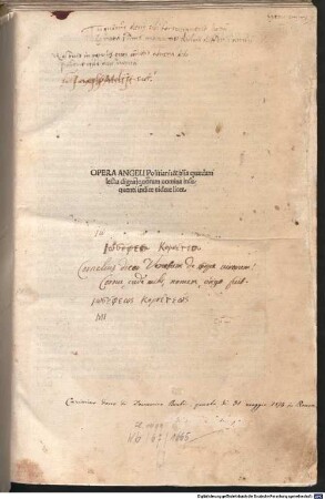 Opera : mit Widmungsbrief an Marinus Sanutus von Aldus Manutius