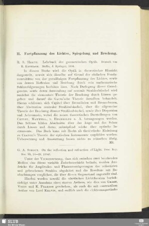 11. Fortpflanzung des Lichtes, Spiegelung und Brechung