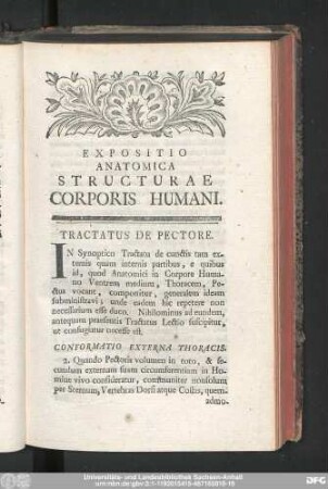 Expositio Anatomica Structurae Corporis Humani. Tractatus De Pectore.