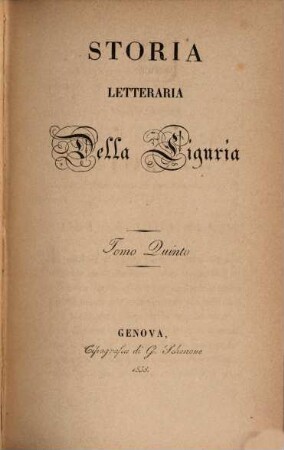 Storia letteraria della Liguria, 5