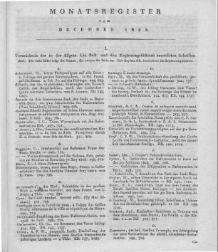 Monatsregister vom December 1828