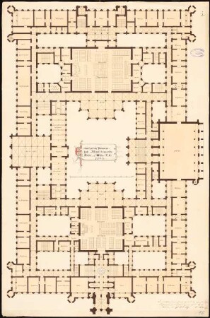 Preußisches Parlament, Berlin Schinkelwettbewerb 1869: Grundriss 1. OG