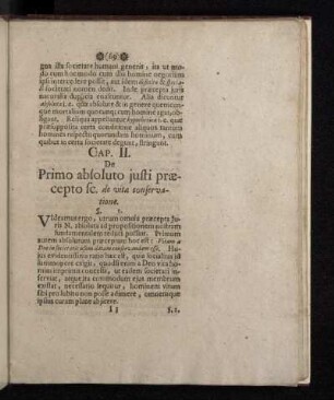 Cap. II. De Primo absoluto justi præcepto sc. de vitæ conservatione.