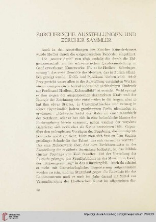 Zürcherische Ausstellungen und Zürcher Sammler