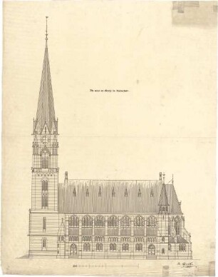 Schmidt, Heinrich von; Darmstadt; Neue Ev. Kirche - Aufriss