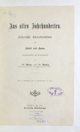 Bd. 1: Das Altertum : historische Charakterbilder für Schule und Haus