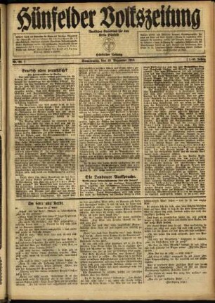Ausgabe vom Donnerstag, den 18. Dezember 1919.