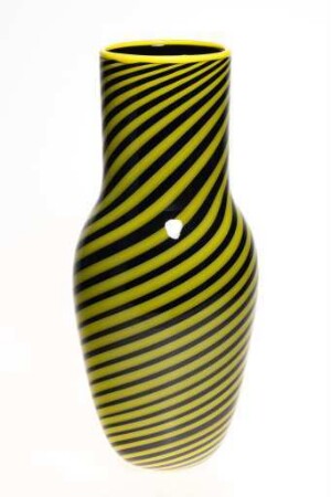 Vase mit gelben Spiralbändern