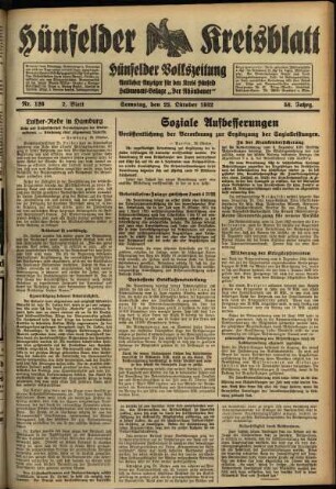 Zweite Ausgabe vom Samstag, den 22. Oktober 1932.