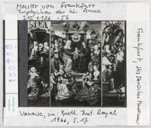 Meister von Frankfurt: Triptychon der Heiligen Anna, Anna Selbdritt. Frankfurt, Historisches Museum