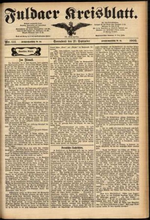 Zweite Ausgabe vom Samstag, den 20. September 1902.