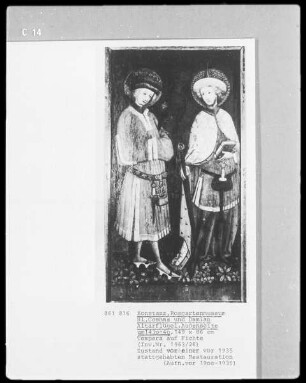 Altarflügel, Außenseite: Heiliger Cosmas und Damian