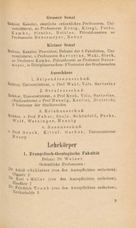 9-17, Lehrkörper