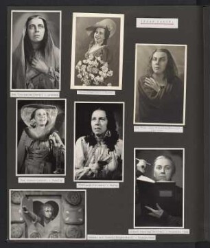 Albumseite 45: 7 Rollenbilder von Inger Karén 1935-1955 : Opern-Album - unter anderem mit Rollen der Altistin Inger Karén. Kartoneinband; 42 x 36 x 4 cm (ab 1935). Dresden: SLUB/DF 2002.E.5