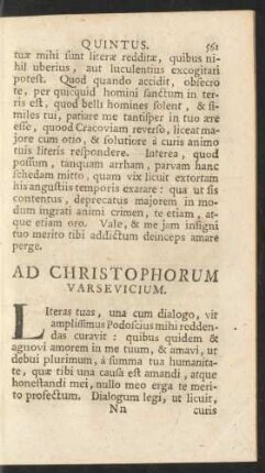 Ad Christophorum Varsevicium.