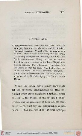 Letter XIV: Wedding ceremonies of the Mussulmauns, The new or full moon propitious to the rites being concluded, ...