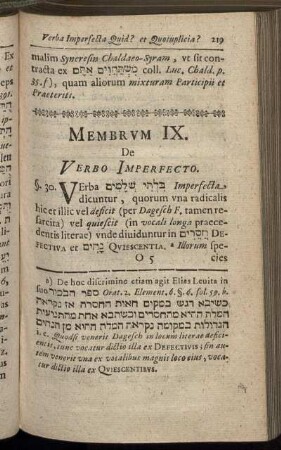 Membrum IX. De Verbo Imperfecto.