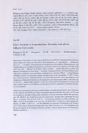 Aa 63. Liber Jeremiae et Lamentationes Jeremiae cum glossa Gilberti Universalis