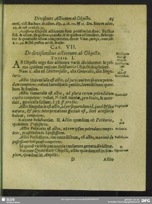 Cap. VII. De divisionibus actionum ab Objecto