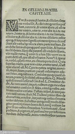 Ex Gellio. Lib. XIIII. Capite. XIII.