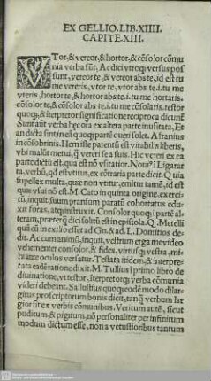 Ex Gellio. Lib. XIIII. Capite. XIII.