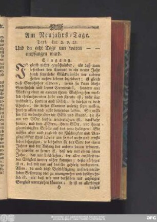 Am Neujahrs-Tage. Text. Luc. 2. v. 21.