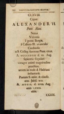 222-238, Saeculum Decimum Sextum