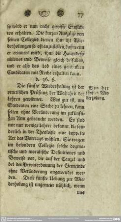 d. 36. [37.] §. Von der fünften Wiederholung