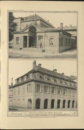 M. Torhäuschen Linkenheimer Strasse. Wohnhaus Schlossplatz Ecke Herren Str.