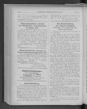 Wissenschaftliche Abende im Allg. Krankenhause Eppendorf 1917.