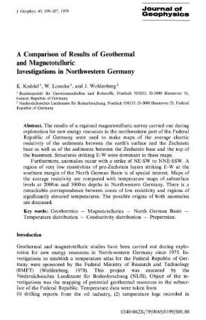 A comparison of results of geothermal and magnetotelluric investigations in northwestern Germany