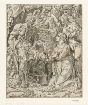 Judith vor Holofernes, Blatt 3 der Folge "Geschichte von Judith und Holofernes"