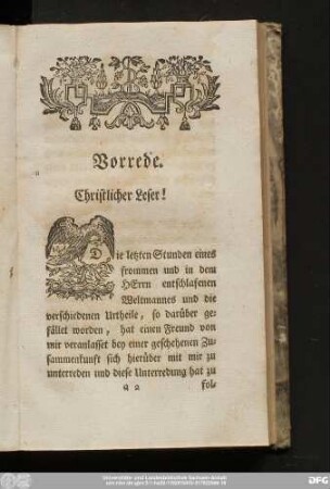 Vorrede. Christlicher Leser!