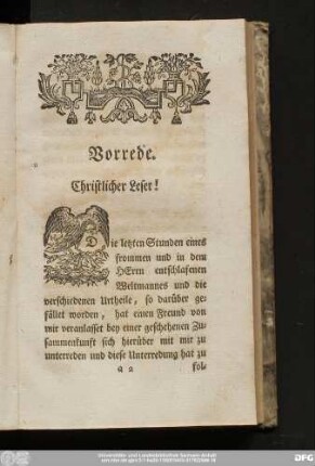 Vorrede. Christlicher Leser!