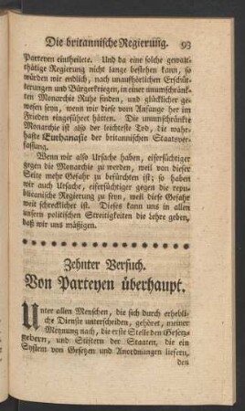 Zehnter Versuch. Von Parteyen überhaupt