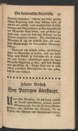 Zehnter Versuch. Von Parteyen überhaupt