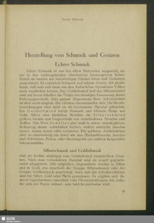Herstellung von Schmuck und Geräten