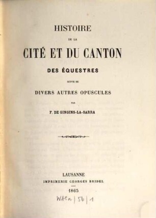 Mémoires et documents, 20. 1865