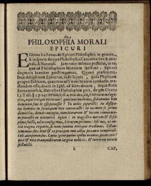 De Philosophia Morali Epicuri.