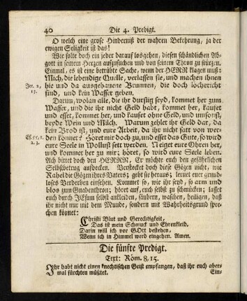 40-63, Die fünfte Predigt - Die sechste Predigt