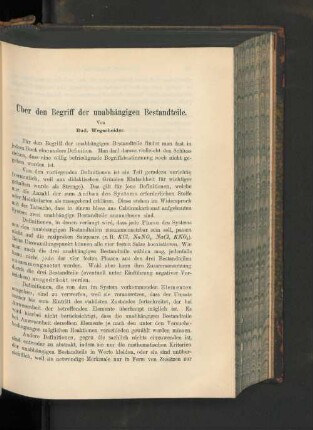 Über den Begriff der unabhängigen Bestandteile.