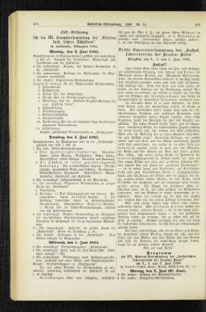 Dritte Generalversammlung des "Kathol. Lehrervereins der Provinz Posen" : Pfingsten, den 3., 4. und 5. Juni 1895
