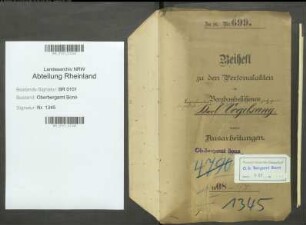 Vogelsang; Karl, Bergassessor; Prüfungs- u. Personalakten Band 1 (Ausarbeitungen)