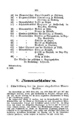 Schulbildung der im Heere eingestellten Mannschaften : [V. Elementarschulwesen]