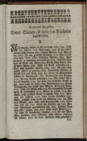 Anderes Register Derer Sachen, so in diesem Büchlein begriffen sind