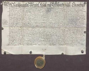 Gültbrief von Wendel und Bernhard Faut von Berghausen gegen die geistliche Verwaltung Durlach