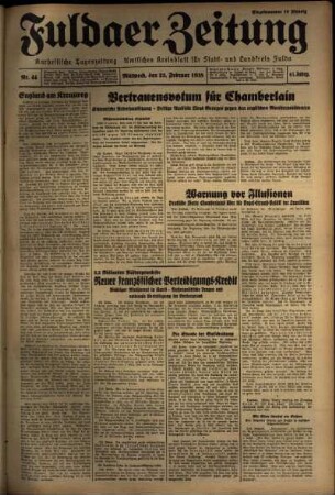Ausgabe vom Mittwoch, den 23. Februar 1938.