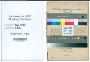 Entnazifizierung Hans Albermann , geb. 11.03.1907 (Assessor)