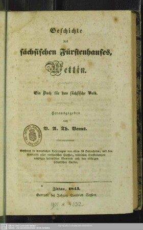 Geschichte des sächsischen Fürstenhauses, Wettin : Ein Buch für das sächsische Volk